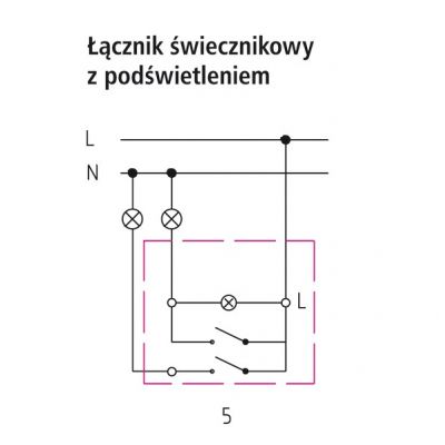 GAZELA Łącznik dwugrupowy świecznikowy z podświetleniem pomarańczowym BIAŁY ŁP-2JS/m/00 (ŁP-2JS/m/00)