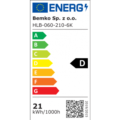 OPRAWA HERMETYK LED BALWIR 21W 6000K 2750LM IP65 BEMKO (C17-HLB-060-210-6K)