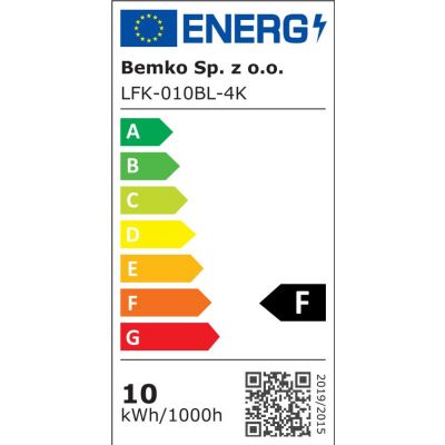 NAŚWIETLACZ LED SMD KASTEL 10W 4000K   800LM IP65 CZARNY C64-LFK-010BL-4K BEMKO (S-C64-LFK-010BL-4K)