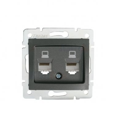 DOMO Gniazdo komputerowe podwójne niezależne 2x RJ45Cat 5e Jack grafit 011410041 24932 KANLUX (24932)