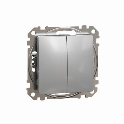 Sedna Design & Elements Przycisk zwierny podwójny zwierny srebrne aluminium SDD113118 SCHNEIDER (SDD113118)