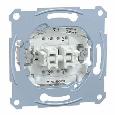 Merten mechanizm przycisku podwójnego zacisk bezśrubowy 250V AC 10A MTN3155-0000 SCHNEIDER (MTN3155-0000)