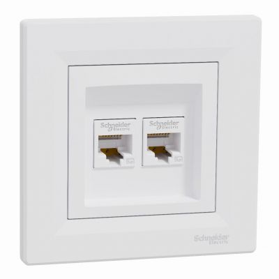 Asfora gniazdo komputerowe 2x RJ45 kat.5e UTP biały EPH4400121 SCHNEIDER (EPH4400121)