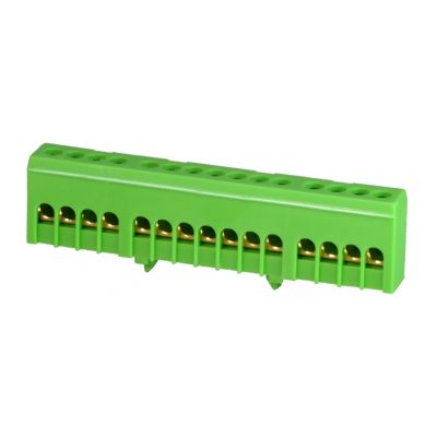 Zacisk przyłączeniowy na TS35, izolowany, ochronny PE, 15-polowy, 15x16mm2, 870S-15FS, zielony (89825005)