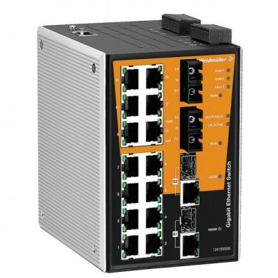 WEIDMULLER IE-SW-PL18MT-2GC14TX2SCS Network switch (programowany), zarządzany, Fast/Gigabit Ethernet, Liczba portów: 14 * RJ45 10/100BaseT(X), 2x SC jednomodowy, 2 * porty combo (10/100/ 1287010000 /1 (1287010000)