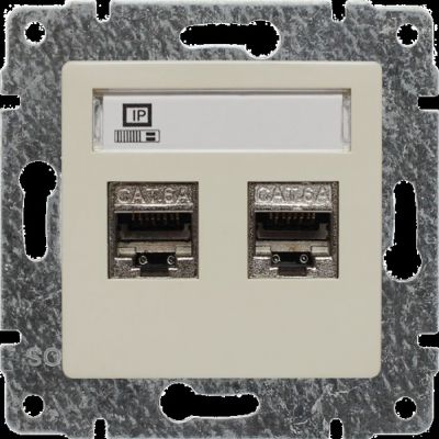 VENA ; Gniazdo komputerowe podwójne 2xRJ45, bez ramki,  ; KREM (510368)