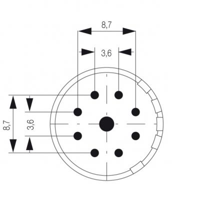 WEIDMULLER SAI-M23-BE-9-10MM-G Wkład styku (złącze okrągłe), gniazdo wlutowane, 10 mm, ruch przeciwbieżny, Połączenie lutowane, M23, Liczba biegunów: 9, kodowanie: brak 1224750000 /1szt./ (1224750000)