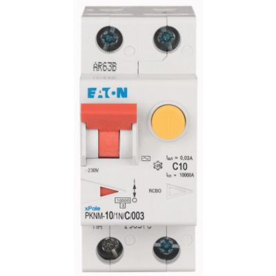 PKNM-10/1N/C/003-MW Wyłącznik różnicowonadprądowy 1P+N C10A 30mA typ AC 236077 EATON (236077)