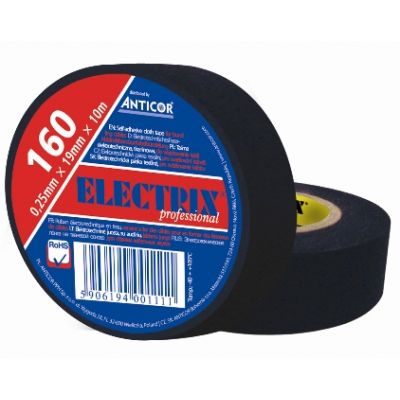 ELECTRIX 160 taśma tkaninowa 0,25mm x 19mm x 10m czarna PE-160P000-0019010 ANTICOR (PE-160P000-0019010)