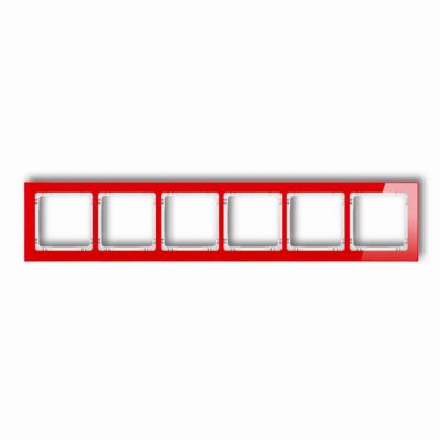 KARLIK DECO Ramka uniwersalna sześciokrotna - efekt szkła (ramka: czerwona; spód: biały) czerwony 17-0-DRS-6 (17-0-DRS-6)
