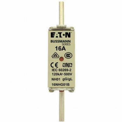 NH FUSE 16A 500V GG/GL SIZE 01 Wkładka NH01 16A 500V GL/GG podwójny wskaźnik 16NHG01B EATON (16NHG01B)