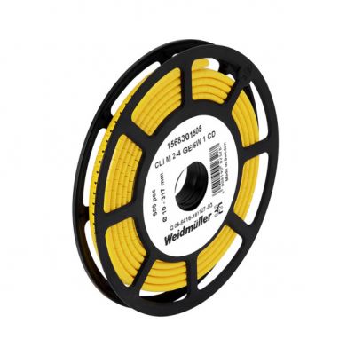 WEIDMULLER CLI M 2-4 GE/SW S CD System kodowania kabli, 10 - 317 mm, 11.3 mm, Nadrukowane znaki: litery, duże, S, PVC, miękkie, bez kadmu, żółty 1568301673 /500szt./ (1568301673)