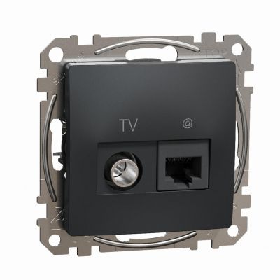 Sedna Design & Elements Gniazdo komputerowe-antenowe TV+RJ45 kat. 6 UTP czarny antracyt SDD114469T SCHNEIDER (SDD114469T)