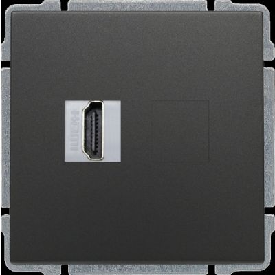 KOS 66 ; Gniazdo multimedialne HDMI, bez ramki, GRAFIT (666050)