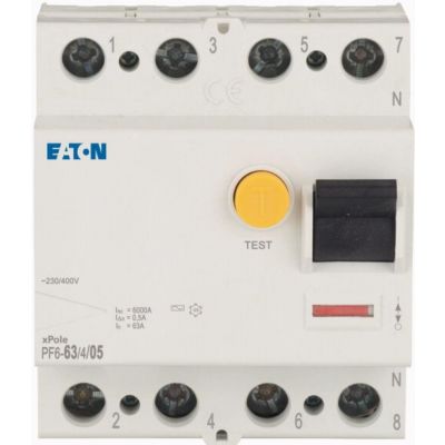 PF6-63/4/05 Wyłącznik różnicowoprądowy 6kA 63A 3P+N 500mA Typ AC 286515 EATON (286515)
