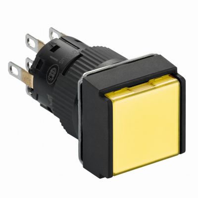 Harmony XB6 Przycisk Podświetlany Żółty Płaski 2 CO 24V DC Kwadratowy Plastik XB6ECF5B2P SCHNEIDER (XB6ECF5B2P)