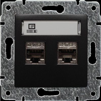 VENA ; Gniazdo komputerowe podwójne 2xRJ45, bez ramki,  ; ANTRACYT (516168)