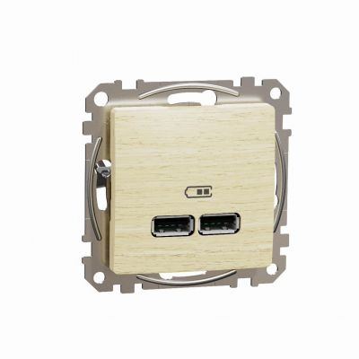 Sedna Design & Elements Gniazdo ładowania USB Typ A +A 2,4A brzoza efekt drewna SDD180401 SCHNEIDER (SDD180401)