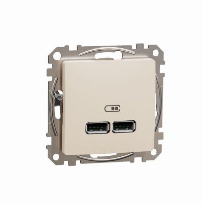 Sedna Design & Elements Gniazdo ładowania USB Typ A +A 2,4A beżowe SDD112401 SCHNEIDER (SDD112401)