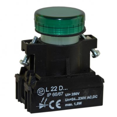 Lampka L22D 24V-230V zielona (W0-LDU1-L22D Z)