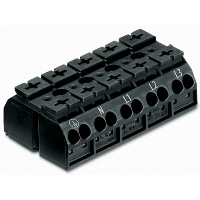 Blok zasilający 5-torowy czarny nadruk PE-N-L1-L2-L3 862-1515/999-950 /200szt./ WAGO (862-1515/999-950)