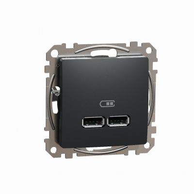 Sedna Design & Elements Gniazdo ładowania USB Typ A +A 2,4A czarny antracyt SDD114401 SCHNEIDER (SDD114401)