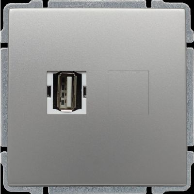 KOS 66 ; Gniazdo multimedialne USB, bez ramki, ALUMINIUM (664051)