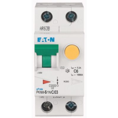 PKNM-6/1N/C/03-MW Wyłącznik różnicowonadprądowy 1P+N C6A 300mA typ AC 236019 EATON (236019)
