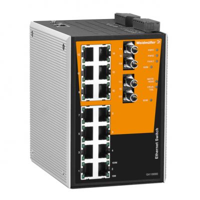 WEIDMULLER IE-SW-PL16MT-14TX-2ST Network switch (programowany), zarządzany, Fast Ethernet, Liczba portów: 14x RJ45, 2 * ST wielomodowy, -40 °C...75 °C, IP30 1286840000 /1szt./ (1286840000)