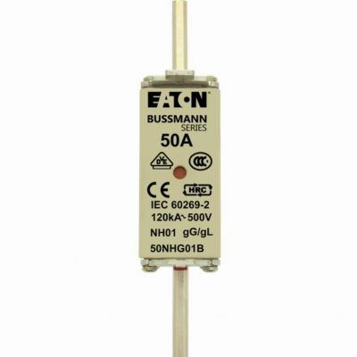 NH FUSE 50A 500V GG/GL SIZE 01 Wkładka NH01 50A 500V GL/GG podwójny wskaźnik 50NHG01B EATON (50NHG01B)