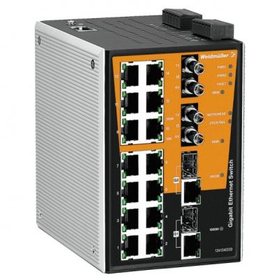 WEIDMULLER IE-SW-PL18MT-2GC14TX2ST Network switch (programowany), zarządzany, Fast/Gigabit Ethernet, Liczba portów: 14 * RJ45 10/100BaseT(X), 2 * ST wielomodowy, 2 * porty combo (10/100 1287000000 /1s (1287000000)