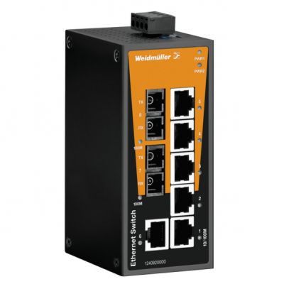 WEIDMULLER IE-SW-BL08T-6TX-2SC Przełącznik sieciowy (prosty), niezarządzany, Fast Ethernet, Liczba portów: 6x RJ45, 2x SC wielomodowy, -40 °C...75 °C, IP30 1240920000 /1szt./ (1240920000)