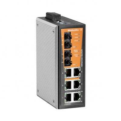 WEIDMULLER IE-SW-VL08MT-6TX-2ST Network switch (programowany), zarządzany, Fast Ethernet, Liczba portów: 6x RJ45, 2 * ST wielomodowy, -40 °C...75 °C, IP30 1240990000 /1szt./ (1240990000)