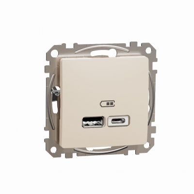 Sedna Design & Elements Gniazdo ładowania USB Typ A+C 2,4A beżowe SDD112402 SCHNEIDER (SDD112402)