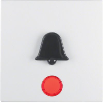 BERKER S.1/B.3/B.7 Klawisz z czerwoną soczewką i wyczuwalnym symbolem dzwonka biały 16511969 16511959 HAGER (16511959)