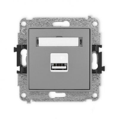 KARLIK MINI Mechanizm ładowarki USB pojedynczej, 5V, 2A szary mat 27MCUSB-3 (27MCUSB-3)
