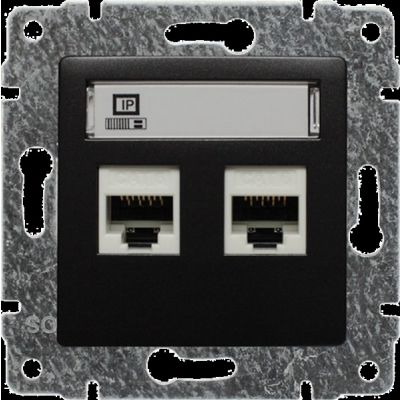 VENA ; Gniazdo komputerowe podwójne 2xRJ45, bez ramki,  ; ANTRACYT (516167)