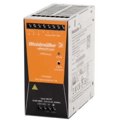 WEIDMULLER PRO MAX3 240W 24V 10A Zasilanie, 240 W, 10 A przy 60 °C 1478180000 /1szt./ (1478180000)