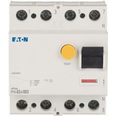 PF6-63/4/003 Wyłącznik różnicowoprądowy 6kA 63A 3P+N 30mA Typ AC 286512 EATON (286512)