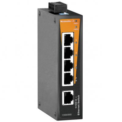 WEIDMULLER IE-SW-BL05-5TX Przełącznik sieciowy (prosty), niezarządzany, Fast Ethernet, Liczba portów: 5x RJ45, -10 °C...60 °C, IP30 1240840000 /1szt./ (1240840000)