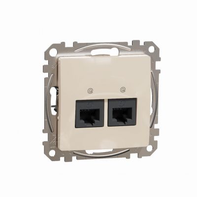 Sedna Design & Elements Gniazdo komputerowe podwójne RJ45 kat. 6 UTP beżowy SDD112462 SCHNEIDER (SDD112462)