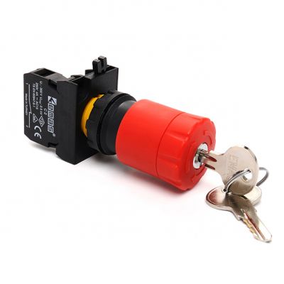 Przycisk dłoniowy bezpieczeństwa 1NC, grzybek 30 mm  z kluczem, czerwony (T0-CP200EA30)