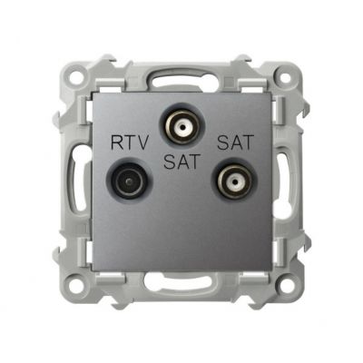 SZAFIR Gniazdo RTV-SAT z dwoma wyjściami SAT - kolor szary mat (GPA-Z2S/m/70)