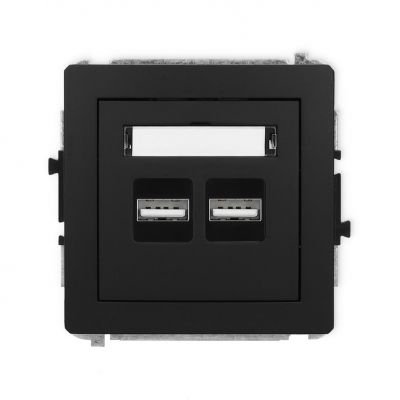 DECO Mechanizm ładowarki USB podwójnej 2xUSB A, 15,5W max., 5V, 3.1A czarny mat (12DCUSB-6)