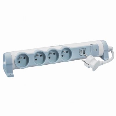 Przedłużacz 4x2P+Z+2Xusb - Korpus Obrotowy Z Włącznikiem - Biało-Szary - 1,5 M 50390 050390 LEGRAND (050390)