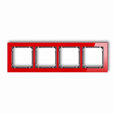 KARLIK DECO Ramka uniwersalna poczwórna - efekt szkła (ramka: czerwona; spód: grafitowy) czerwony 17-11-DRS-4 (17-11-DRS-4)