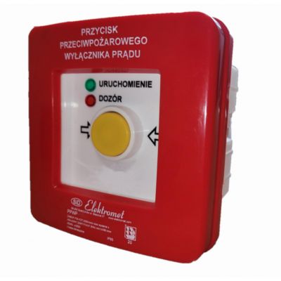 Przycisk przeciwpożarowego wyłącznika prądu PPWPp-1s A/3 2 tory prądowe 12A NC-NO, podtynkowy, samoc (903550)