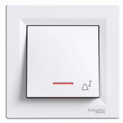 Asfora przycisk /dzwonek/ z podświetleniem zaciski śrubowe biały EPH1700321 SCHNEIDER (EPH1700321)