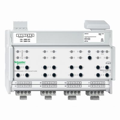 KNX aktor roletowo-żaluzjowy REG-K 8x 230V 10A jasnoszary z uruchom. ręcznym MTN649808 SCHNEIDER (MTN649808)