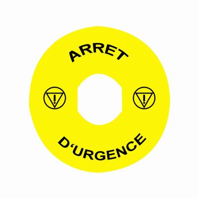 Harmony XB4 Etykieta do ESTOP &quot;ARRET D'URGENCE&quot; żółta ZBY8130 SCHNEIDER (ZBY8130)